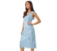 Roman Petite Embellished V-Neck Midi Dress In Blue Blue 18