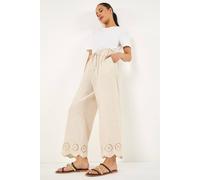 Roman Petite Embroidered Hem Trouser In Natural Natural