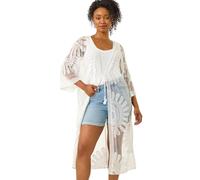 Roman Petite Embroidered Mesh Kimono In White White One Size