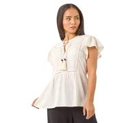 Roman Petite Embroidered Tassel Tie Top In Ivory Ivory 14