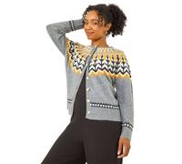 Roman Petite Fairisle Buttoned Knit Cardigan In Grey Grey 10