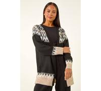 Roman Women's Petite Fairisle Knit Cardigan in Black | Size: 12 Roman Black 12