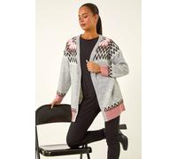 Roman Women's Petite Fairisle Knit Cardigan in Grey | Size: 16 Roman Grey 16