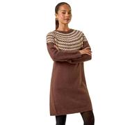 Roman Petite Fairisle Knit Jumper Dress In Chocolate Chocolate 18