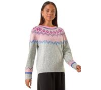 Roman Petite Fairisle Raglan Knit Jumper In Grey Grey 16