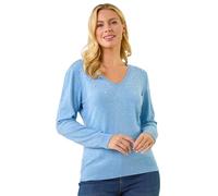 Roman Petite Faux Pearl Embellished Knit Jumper In Blue Blue 12