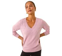 Roman Women's Petite Faux Pearl Embellished Knit Jumper in Light Pink | Size: 16 Roman Light Pink 16