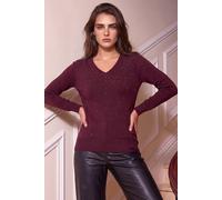 Roman Women's Petite Faux Pearl Embellished Knit Jumper in Wine | Size: 14 Roman Wine 14
