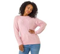 Roman Petite Faux Pearl Knit Jumper for Women UK - Ladies Everyday Autumn Winter Round Neckline Comfy Soft Evening Vacation Work Party Night Out - Petite Pink - Size 12