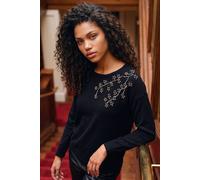 Roman Women's Petite Faux Pearl Knit Jumper in Black | Size: 16