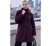 Roman Women's Petite Faux Sheepskin Coat in Wine | Size: 8