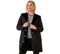 Roman Petite Faux Sheepskin Hooded Coat In Black Black 18