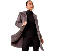 Roman Petite Faux Sheepskin Hooded Coat In Taupe Taupe 16