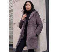 Roman Petite Faux Sheepskin Reversible Hooded Coat Taupe