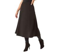 Roman Petite Faux Suede A-Line Skirt for Women UK - Ladies Everyday Autumn Winter Comfy Soft Evening Vacation Work Party Night Out - Petite Black - Size 18