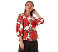 Roman Petite Floral Buttoned Blouse In Red Red 12