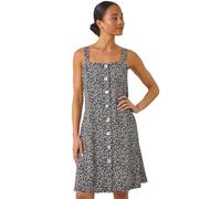 Roman Petite Floral Ditsy Button Dress In Black Black 18