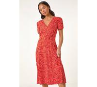 Roman Petite Floral Ditsy Stretch Dress In Red Red 14