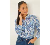 Roman Petite Floral Embroidered Blouse In Cool White Cool White