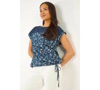 Roman Women's Petite Floral Embroidered Top in Navy | Size: 16 Roman Navy 16
