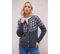 Roman Women's Petite Floral Fairisle Cardigan in Dark Grey | Size: 18 Roman Dark Grey 18