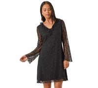 Roman Petite Floral Frill Lace Dress In Black Black 14