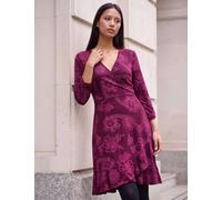 Roman Petite Floral Frill Wrap Mini Dress Magenta