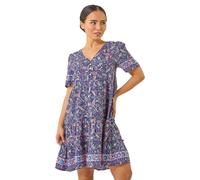 Roman Petite Floral Paisley Tiered Dress In Navy Navy 18