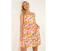 Roman Petite Floral Print Strappy Stretch Dress In Orange Orange 18