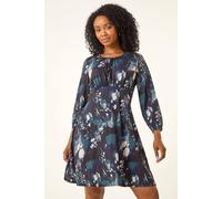 Roman Petite Floral Print Stretch Dress In Blue Blue 12