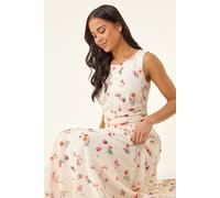 Roman Women's Petite Floral Ruched Waist Maxi Dress in Ivory | Size: 12 Roman Ivory 12