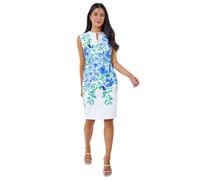 Roman Petite Floral Stretch Ruched Shift Dress In Blue Blue 16