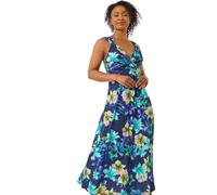 Roman Petite Floral Twist Maxi Dress In Navy Navy 18