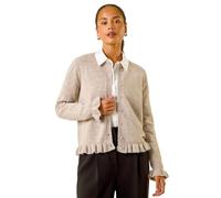 Roman Petite Flute Hem Buttoned Cardigan for Women UK - Ladies Everyday Autumn Winter Round Neckline Comfy Soft Evening Vacation Work Party Night Out - Petite Stone - Size 8