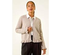 Roman Petite Flute Hem Buttoned Cardigan In Stone Stone