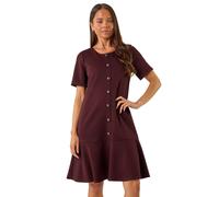 Roman Petite Flute Hem Stretch Dress In Wine Wine 16