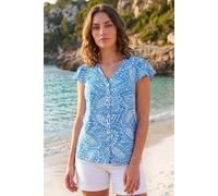 Roman Petite Frill Sleeve Blouse In Blue Blue