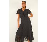 Roman Women's Petite Front Twist Jacquard Dress in Black | Size: 10 Roman Black 10