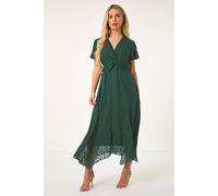 Roman Petite Front Twist Jacquard Dress In Green Green 14