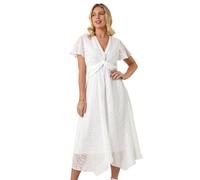 Roman Petite Front Twist Jacquard Dress In White White 14