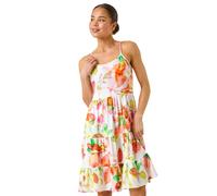 Roman Petite Fruit Print Strap Tiered Dress In Ivory Ivory 14