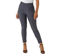 Roman Originals Stretch Trousers for Women UK Ladies High Waisted Pants Pull On Leggings Smart Slimming Office Work Fitted Tailored Tapered Regular & Plus Sizes - Petite Grey (26 in) - Size 18