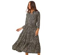 Roman Originals Shirt Dress for Women UK- Ladies Long Sleeve Belted Collared Midi Maxi Winter Autumn Smart Casual Button Through Evening Office A Line Swing Skater - Petite Noir White - Size 18