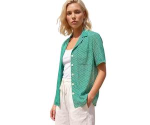 Roman Petite Geometric Buttoned Blouse for Women UK - Ladies Everyday Holiday Spring Summer Collar & Revere Comfy Soft Evening Vacation Work Party