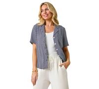 Roman Petite Geometric Buttoned Blouse In Navy Navy 14