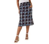 Roman Petite Geometric Midi Skirt In Navy Navy 18