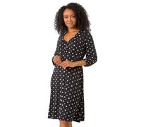 Roman Petite Geometric Pattern Mini Dress In Black Black 14
