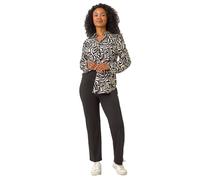 Roman Petite Geometric Print Button Up Shirt In Black Black 16