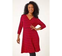 Petite Geometric Wrap Stretch Dress Roman Red 14