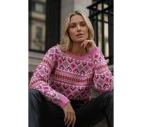 Roman Women's Petite Heart Stripe Knit Jumper in Pink | Size: 14 Roman Pink 14